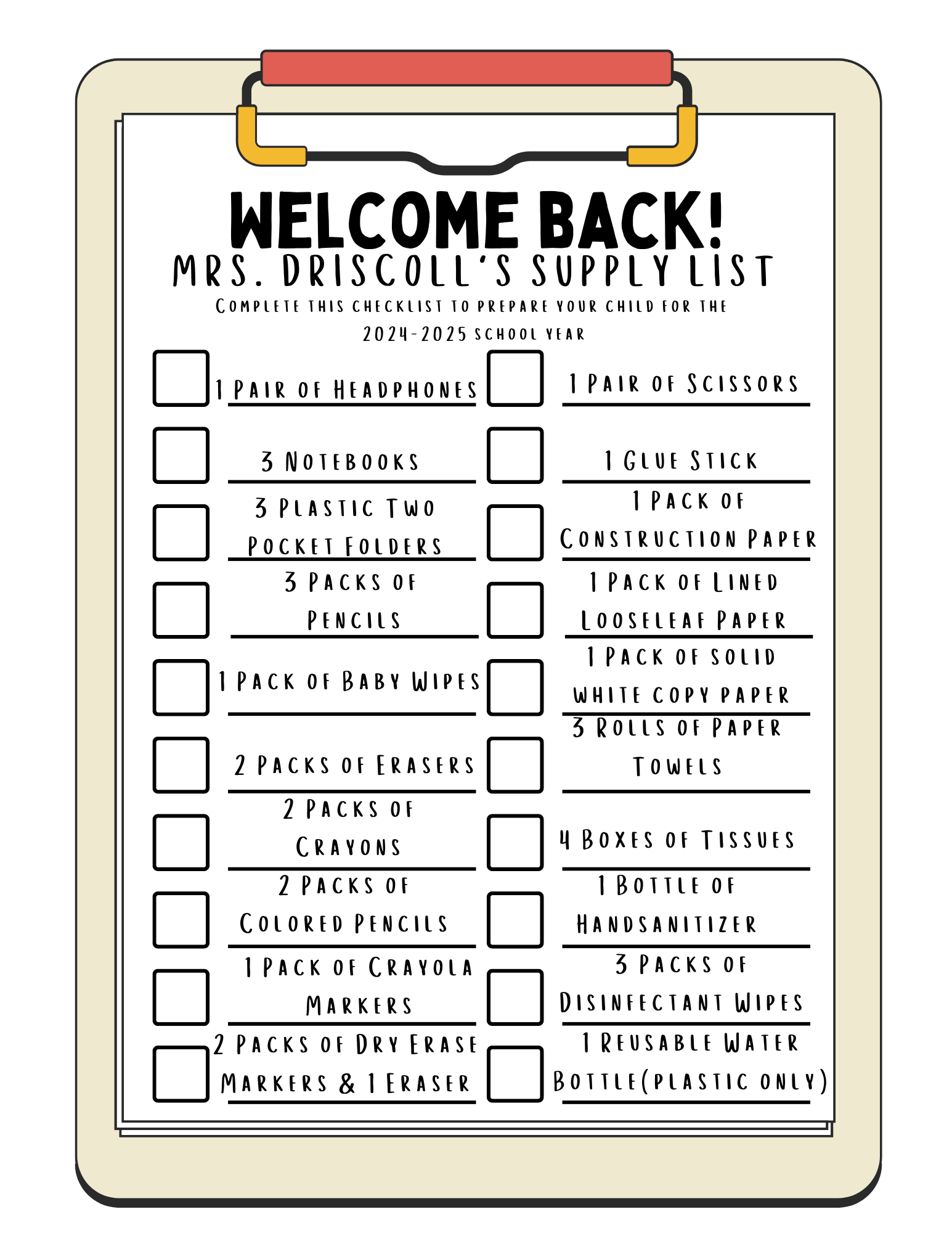Supply List 2024-2025